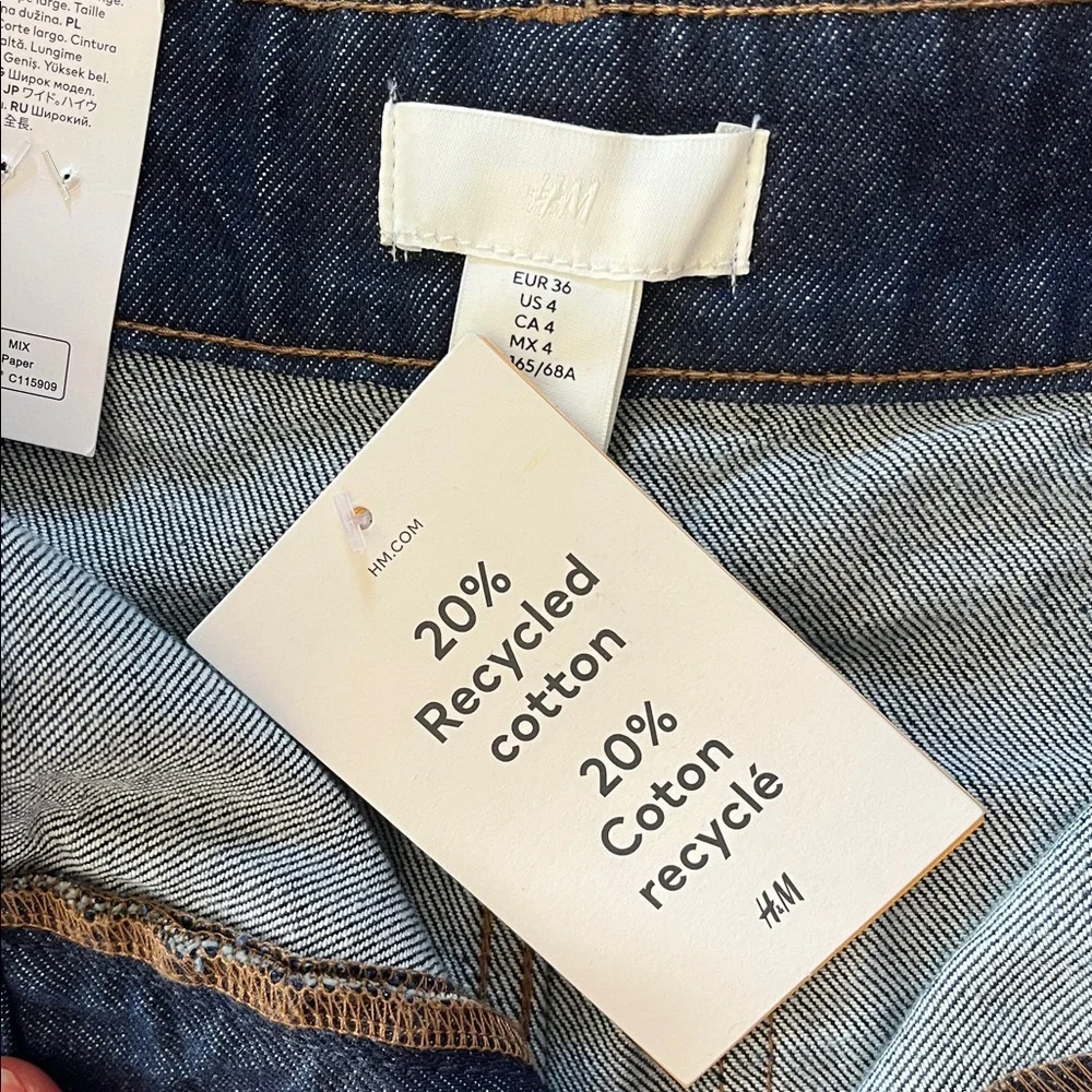 NWT H&M Women’s Dark Indigo High Wide Waist Wide-Leg Jeans - Picture 5 of 6